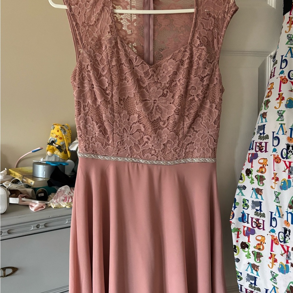 Elegant Lace Mauve Dress